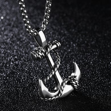 1 Piece Punk Boat Anchor Stainless Steel Men's Necklaces h5 Picture5
