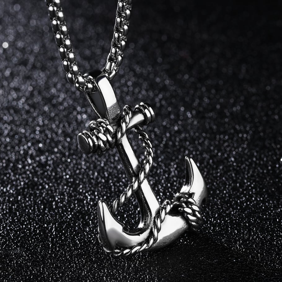 1 Piece Punk Boat Anchor Stainless Steel Men's Necklaces Picture5
