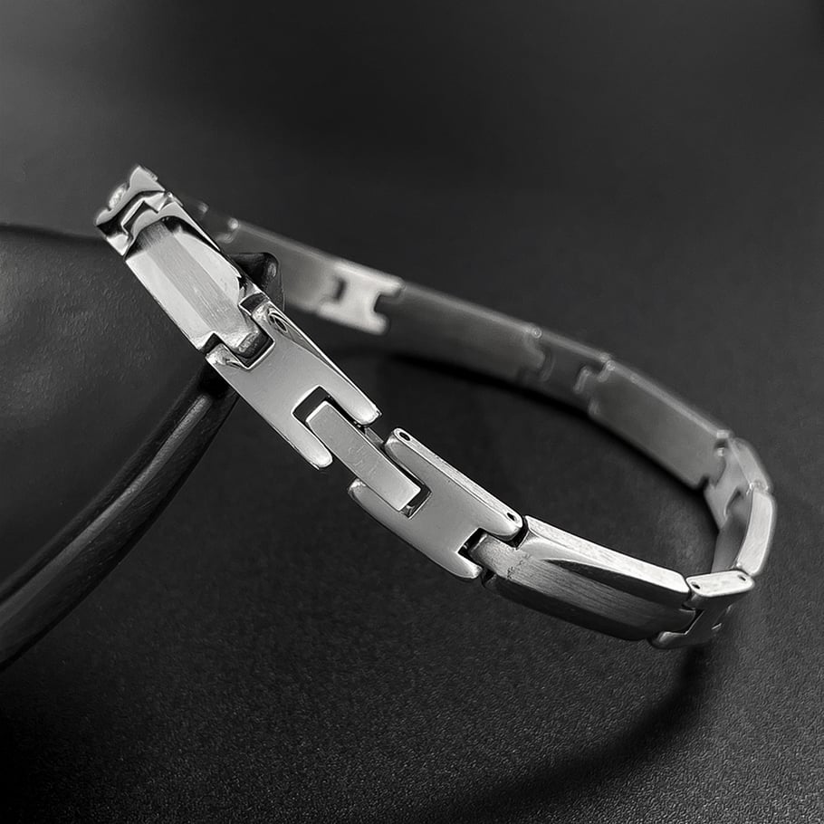 1 Piece Minimalist Series Chic Geometric Stainless Steel Men's Bracelets Picture7