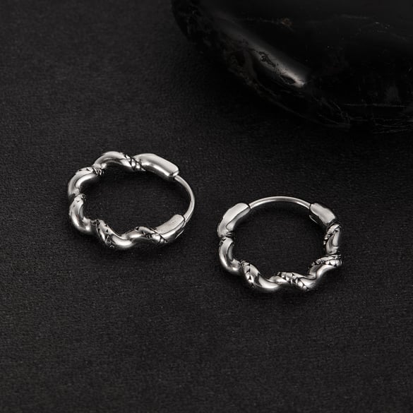1 Piece Minimalist Series Twist Circle Stainless Steel Men's Earrings