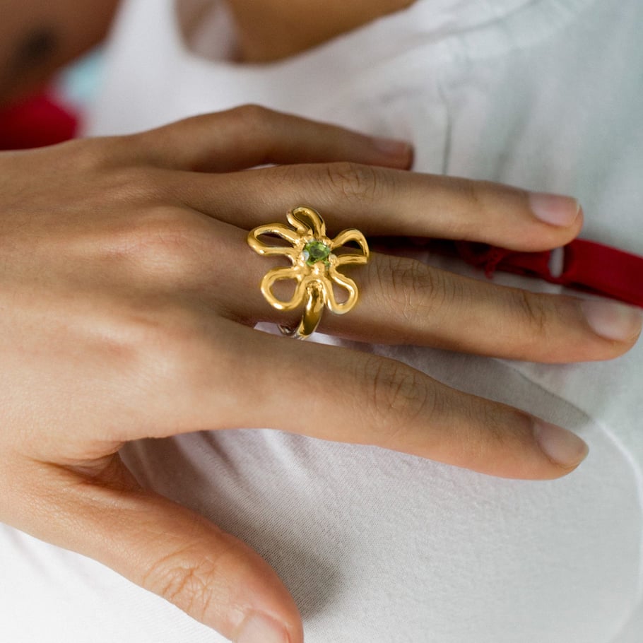 Sweet Flower Stainless Steel Gold Color  Statement Rings Picture3