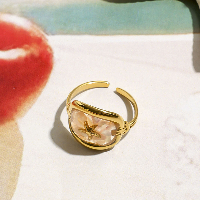 Oceanic Stainless Steel Gold Color Statement Rings h5Picture4