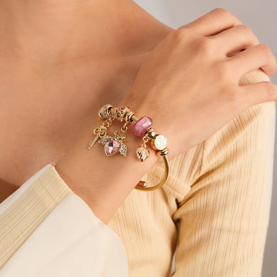 1 Stück Simple Series Niedliche Schließfach-Armreifen aus Edelstahl für Damen Bild5