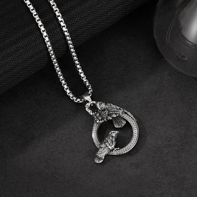 Vintage Crow Stainless Steel Men's Pendant Necklaces h5 Picture4