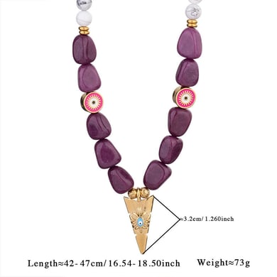 Amethyst Irregular Stainless Steel Gold Color Women's Beaded Necklaces h5 Picture2