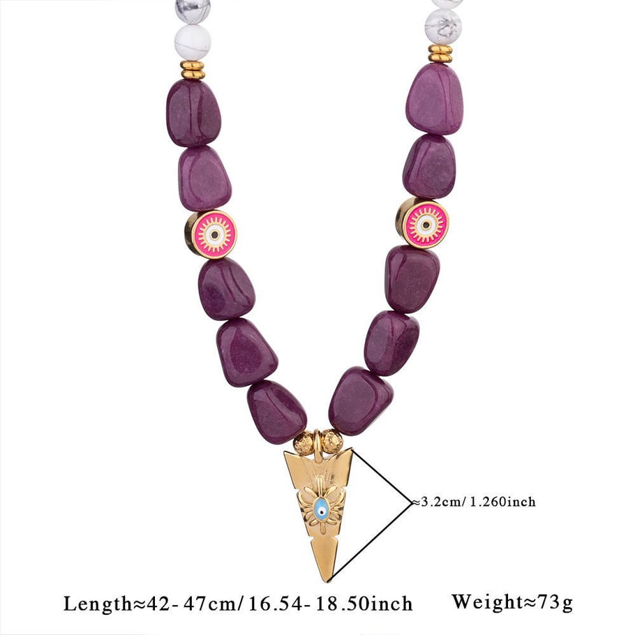 Amethyst Irregular Stainless Steel Gold Color Women's Beaded Necklaces Picture2