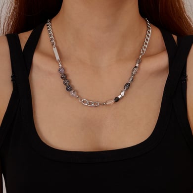 Elegant Patchwork Beads Stainless Steel Men's Chain Necklaces h5 Picture4