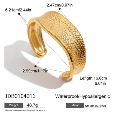 Simple Stainless Steel Gold Color Cuff Bracelets h5 