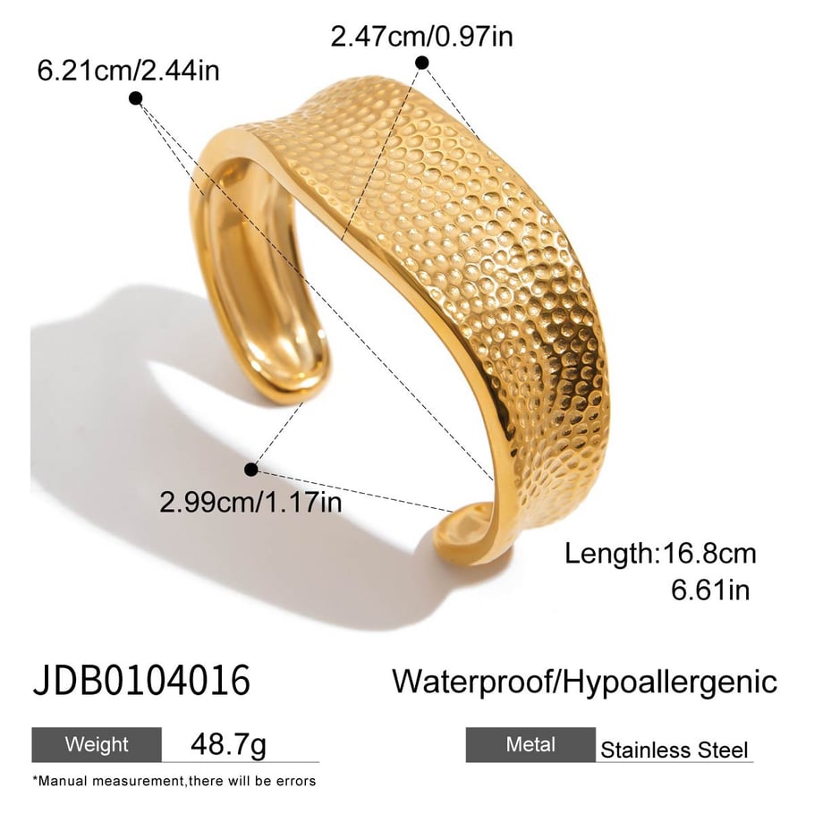 Simple Stainless Steel Gold Color Cuff Bracelets 