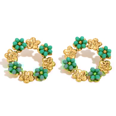 Sweet Colorful Flower Stainless Steel Women's Earrings h5 