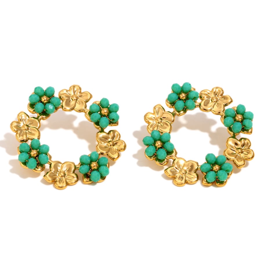 Sweet Colorful Flower Stainless Steel Women's Earrings 