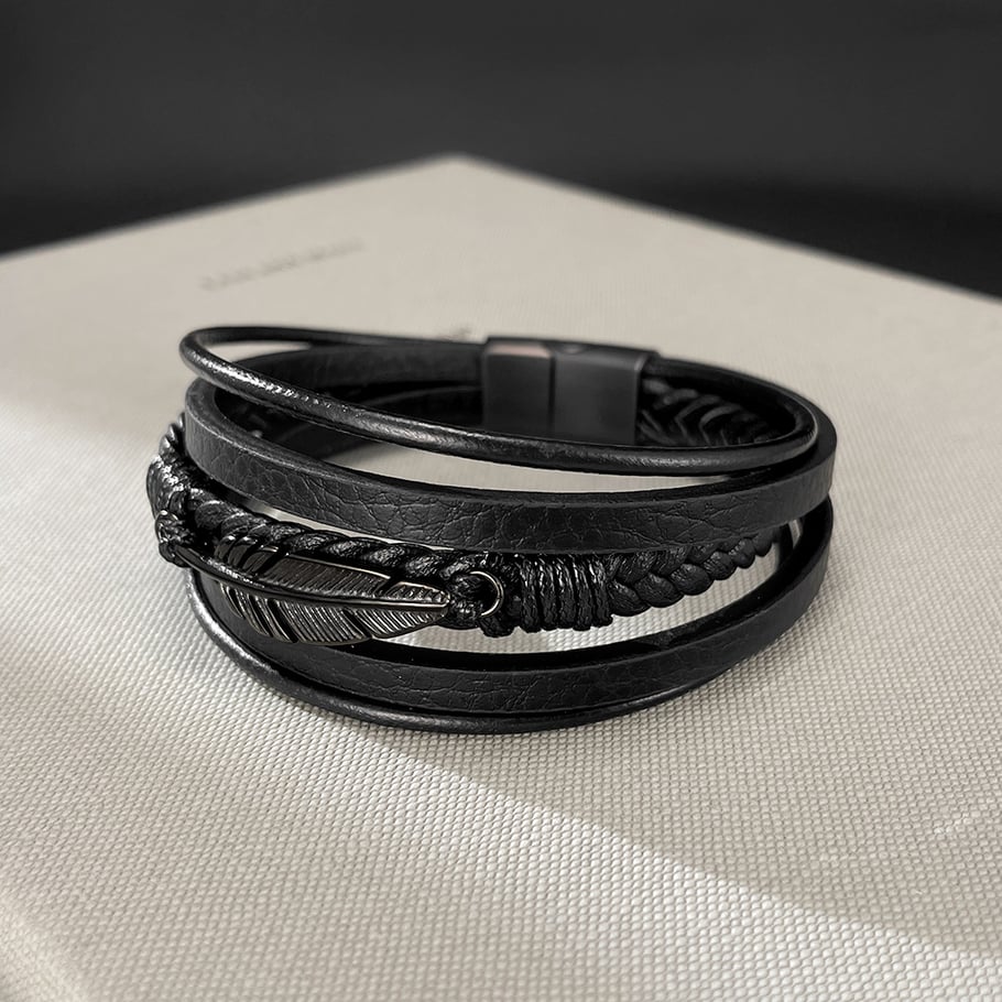 1 Piece Understated Feather Stainless Steel Men's Bracelets Picture3
