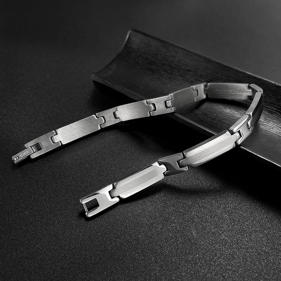 1 Piece Minimalist Series Chic Geometric Stainless Steel Men's Bracelets Picture4