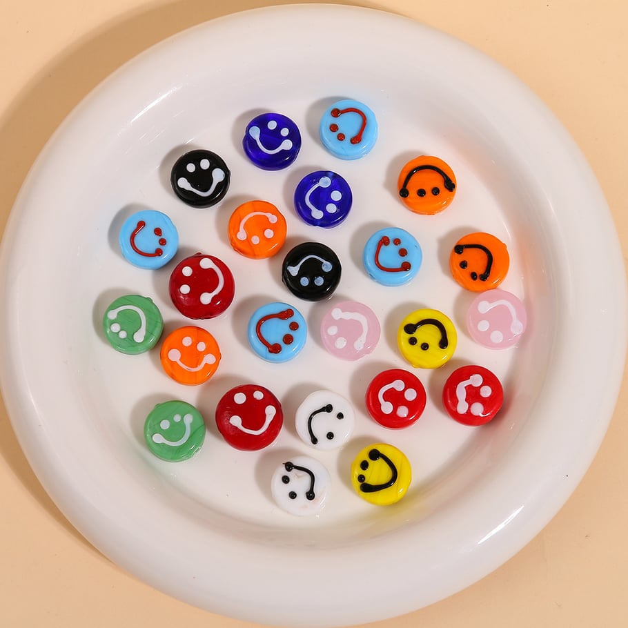 1 Piece Cute Smiling Face Glass DIY Jewelry Beads Picture4
