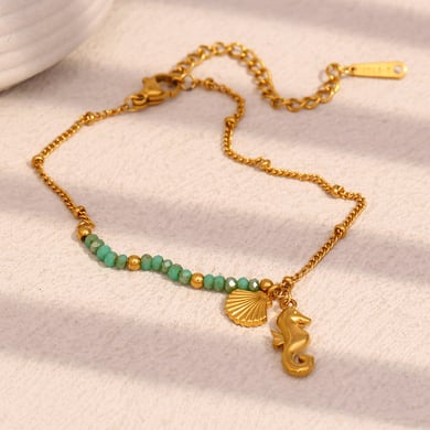 1 Stück Simple Series Vacation Turtle Edelstahl Goldfarben Damen Charm Armbänder h5 Bild3