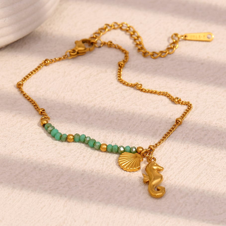 Seahorse Stainless Steel Gold Color Charm Bracelets h5Picture3