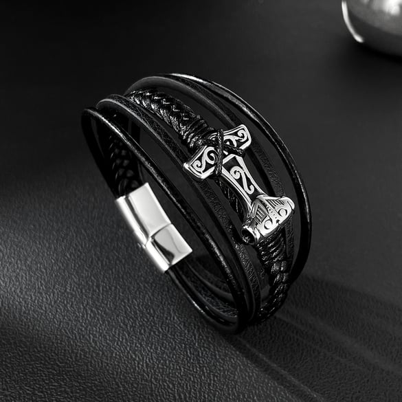 1 Stück geometrische mehrschichtige Herrenarmbänder aus Edelstahl 2