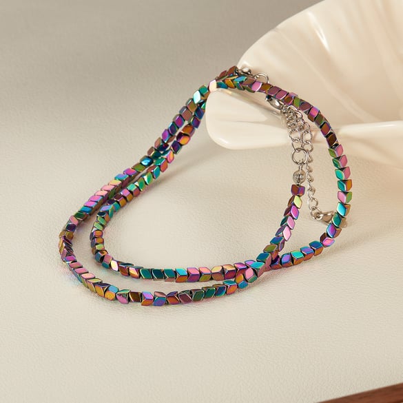 Colorful Beads Stainless Steel Men's Layered Necklaces