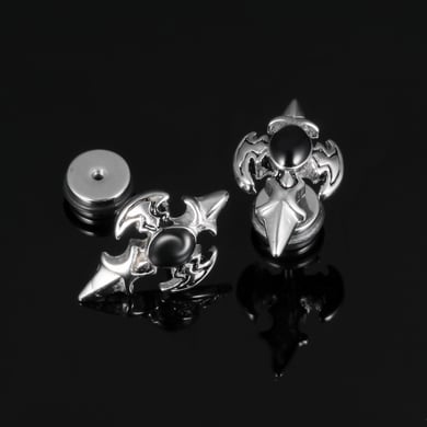 Intricate Geometric Stainless Steel Men's Stud Earrings h5 Picture4