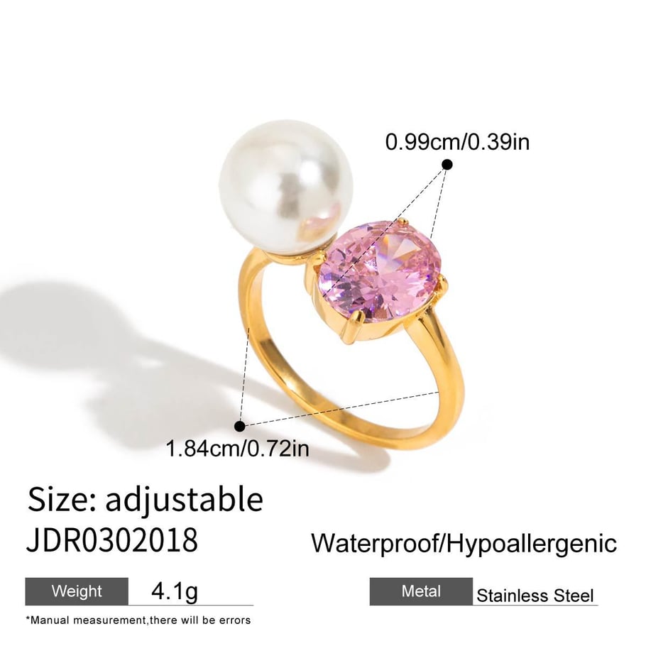 Retro Stainless Steel  Gold Color Gemstone Rings 