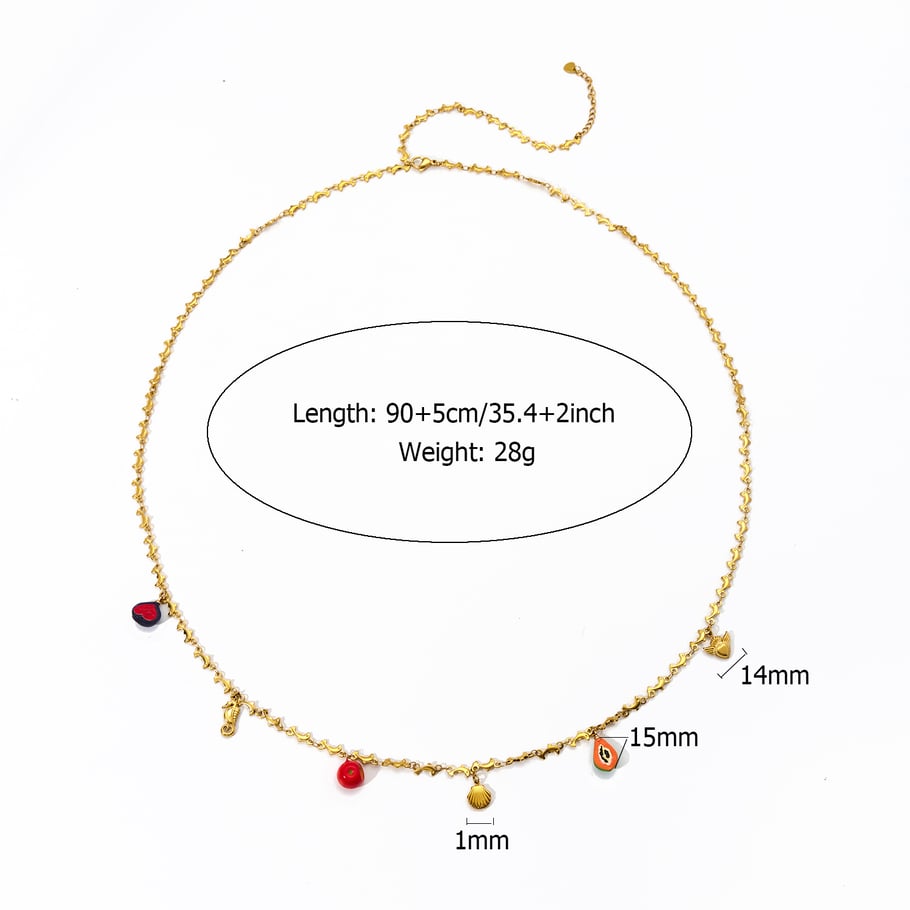 Exquisite Vacation Fruits Stainless Steel Gold Color Women's Waist Chains Picture2