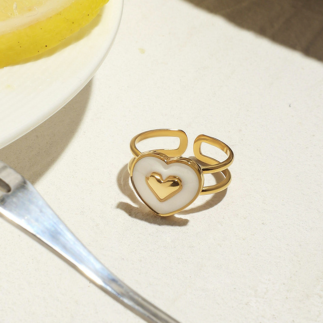 Heart Stainless Steel Gold Color Statement Rings Picture4