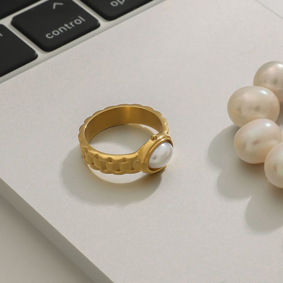 Retro Stainless Steel Gold Color Single Rings Picture6