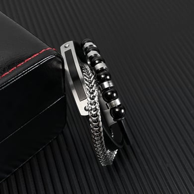 1 Piece Designable Multilayer Stainless Steel Men's Bracelets h5 Picture2