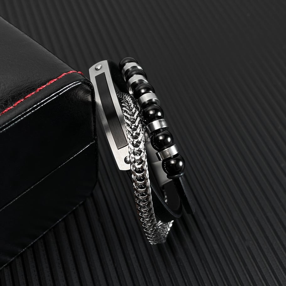 1 Piece Designable Multilayer Stainless Steel Men's Bracelets Picture2