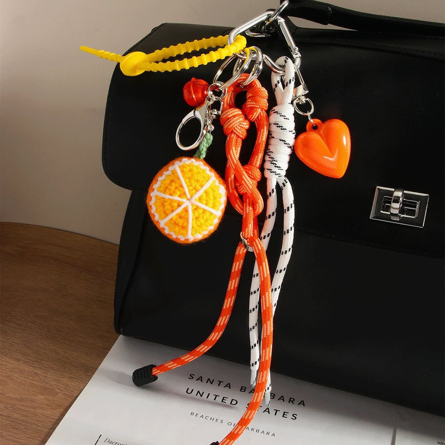 1 Piece Hand - crocheted Orange Heart Women's Bag Charms Picture3