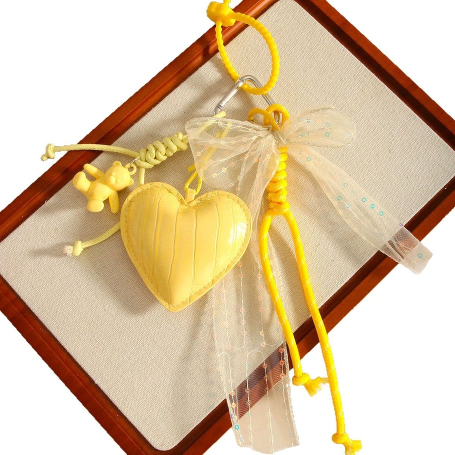 Cute and Delicate Yellow Heart Bow Women's Bag Charms Picture5