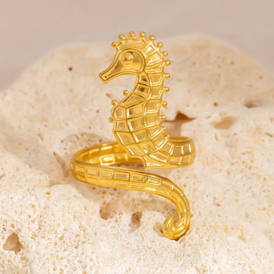 Oceanic Stainless Steel Gold Color Adjustable Rings h5 Picture5