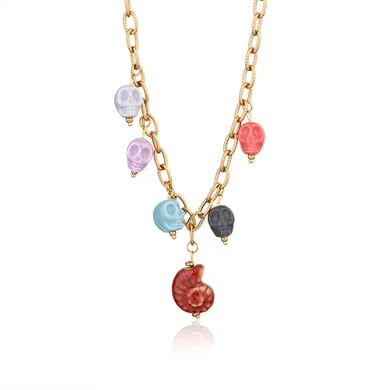 1 Piece Marine Series Vacation Colorful Ceramic Conch Stainless Steel Gold Color Shell Women's Pendant Necklaces h5 Picture9