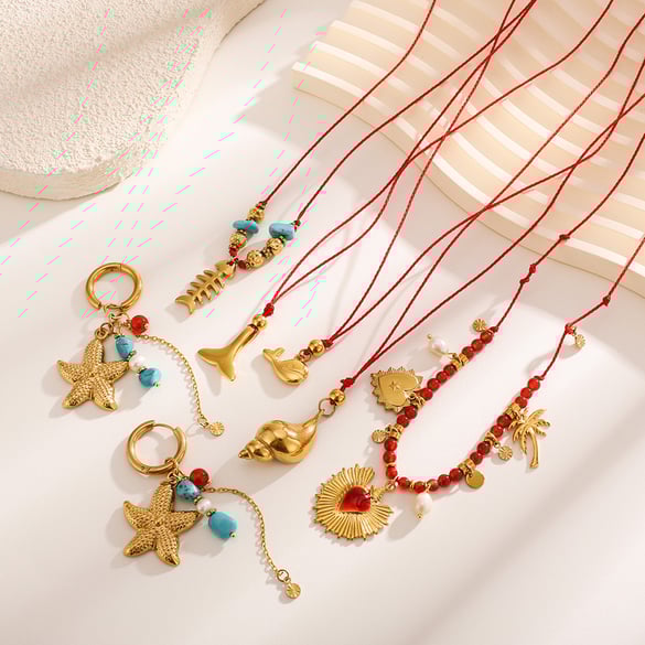 1 Piece Marine Organism Stainless Steel Gold Color Women's Pendant Necklaces 2