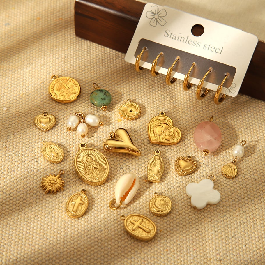 Vintage Cross Heart Gold Stainless Steel DIY Accessories Picture2