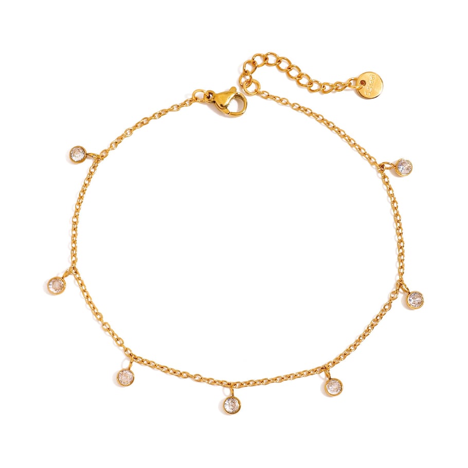 1 Piece Simple Series Ins Style Chain Stainless Steel   Gold Color  Zircon Women's Anklets Picture5