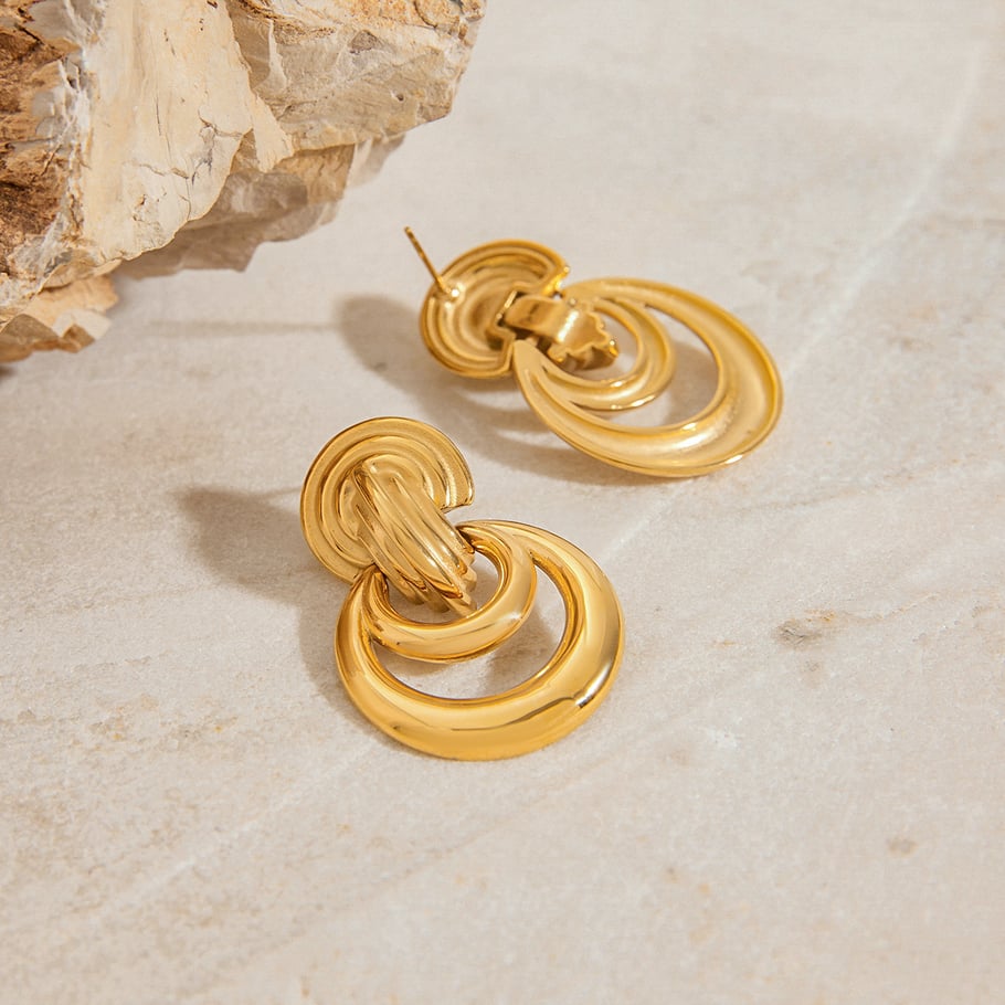 Ins Style Twist Stainless Steel Gold Color Stud Earrings Picture5