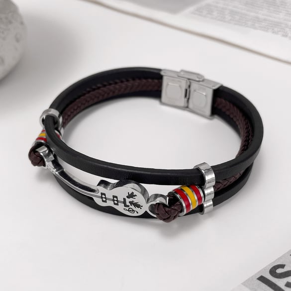 Guitar Pandant Leather Men's Bracelets