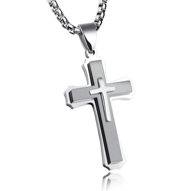 1 Piece Minimalist Cross Stainless Steel Men's Necklaces h5 