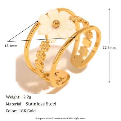 1 Stück Vintage personalisierte Blume Gold Edelstahl Damenring h5 Bild2