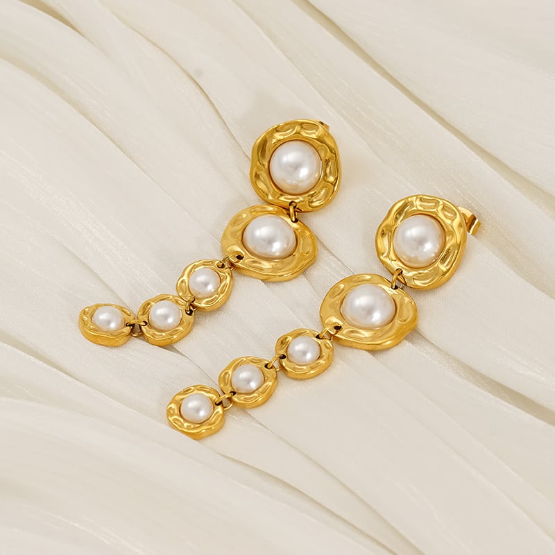 Orecchini pendenti in acciaio inossidabile color oro Immagine6