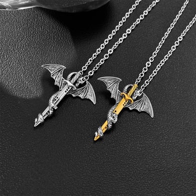 1 Piece Dragon Sword Stainless Steel Men's Necklaces h5 Picture5