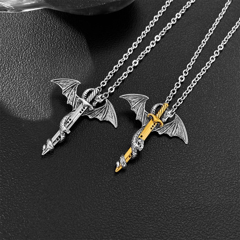 1 Piece Dragon Sword Stainless Steel Men's Necklaces Picture5