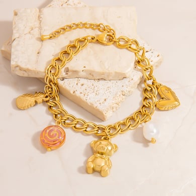 Cute Oceanic Stainless Steel Gold Color Charm Bracelets h5 Picture4