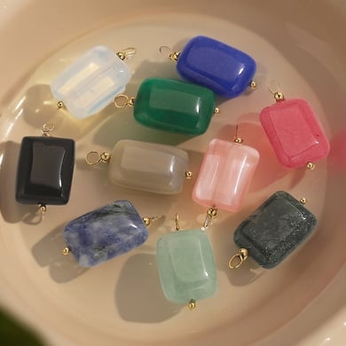 1 Piece Polychrome Rectangular Stainless Steel Natural Stone Women's Pendants h5 Picture3