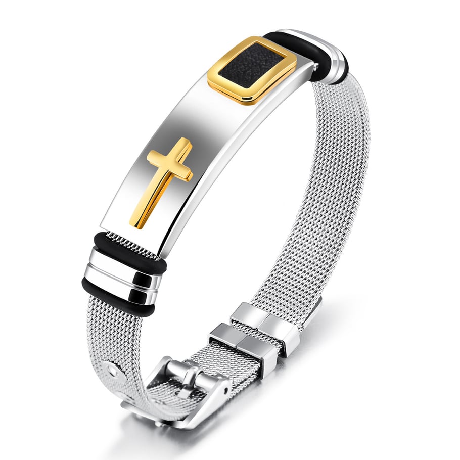 1 Piece Glamorous Cross Patchwork Stainless Steel Men's Chain Bracelets Picture6