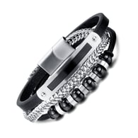 1517-Leather bracelet steel color 