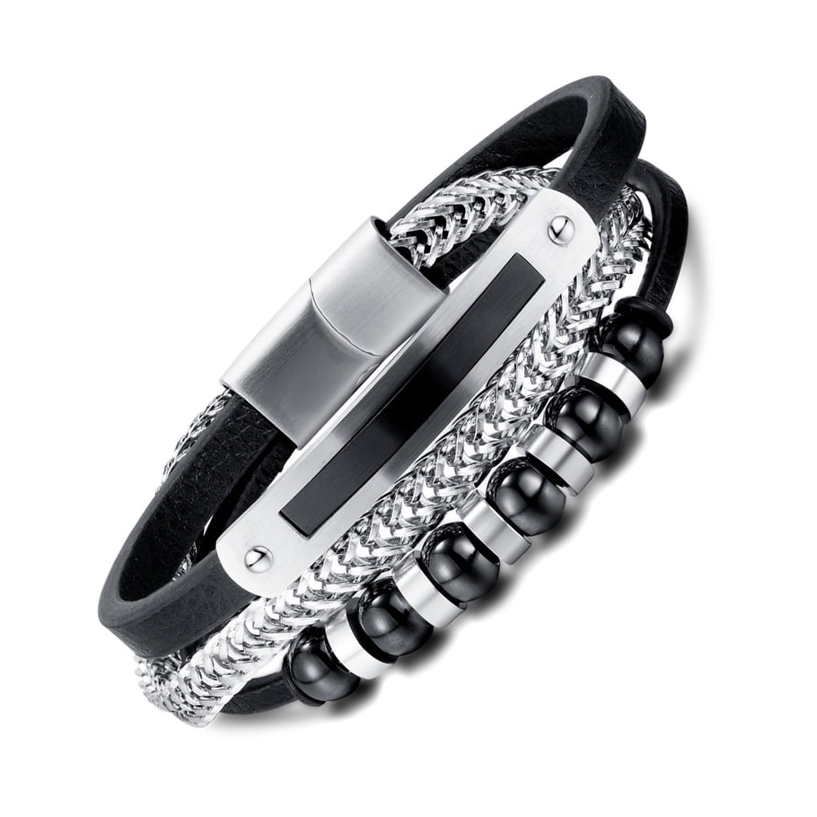1 Piece Designable Multilayer Stainless Steel Men's Bracelets 