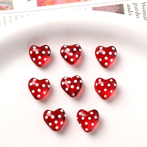 1 Piece Romantic Heart Glass DIY Jewelry Beads 2