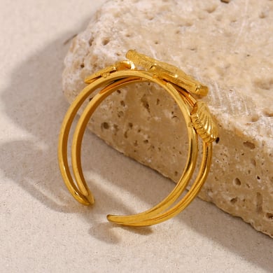 1 Stück Simple Series Vacation Turtle Edelstahl Goldfarben Damen Verstellbare Ringe h5 Bild6